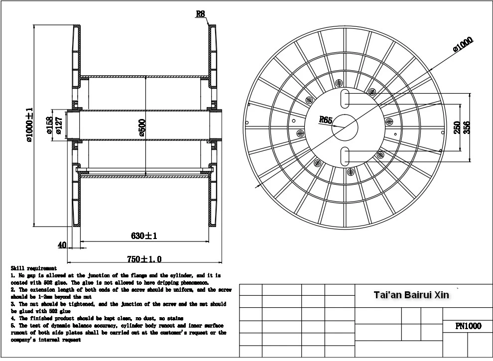 PN1000 PLASTIC SPOOL DRAWING PN1000 PLASTIC SPOOL DRAWING